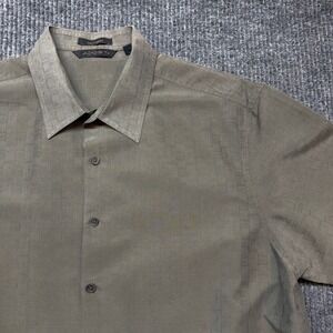 Axist Surf Soft Button Up Shirt Mens XL Olive Green Textured Modal‎ Short Sleeve